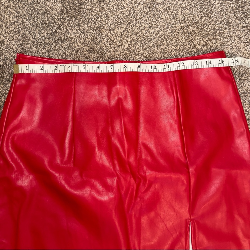 SHEIN Red Faux Leather Pencil Skirt - Picture 11 of 14